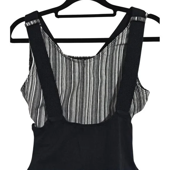 Vintage 80s Marika Dark Balletcore Black White Retro Bodysuit Leotard Size L - Picture 5 of 7